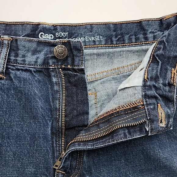 Gap 1969 Boot Cut Dark Wash Denim Blue Jeans Fade 100% Cotton Size 33/32 - Picture 5 of 15